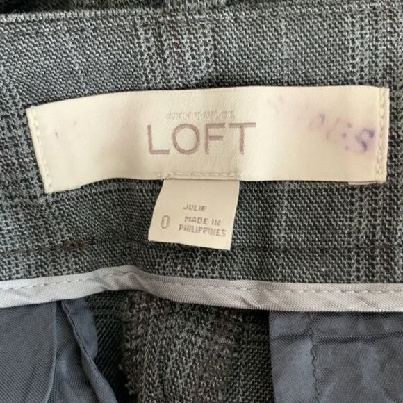 Loft Julie Fit Plaid Pants Women’s Gray Size 0 XS Work Trouser - Picture 5 of 9